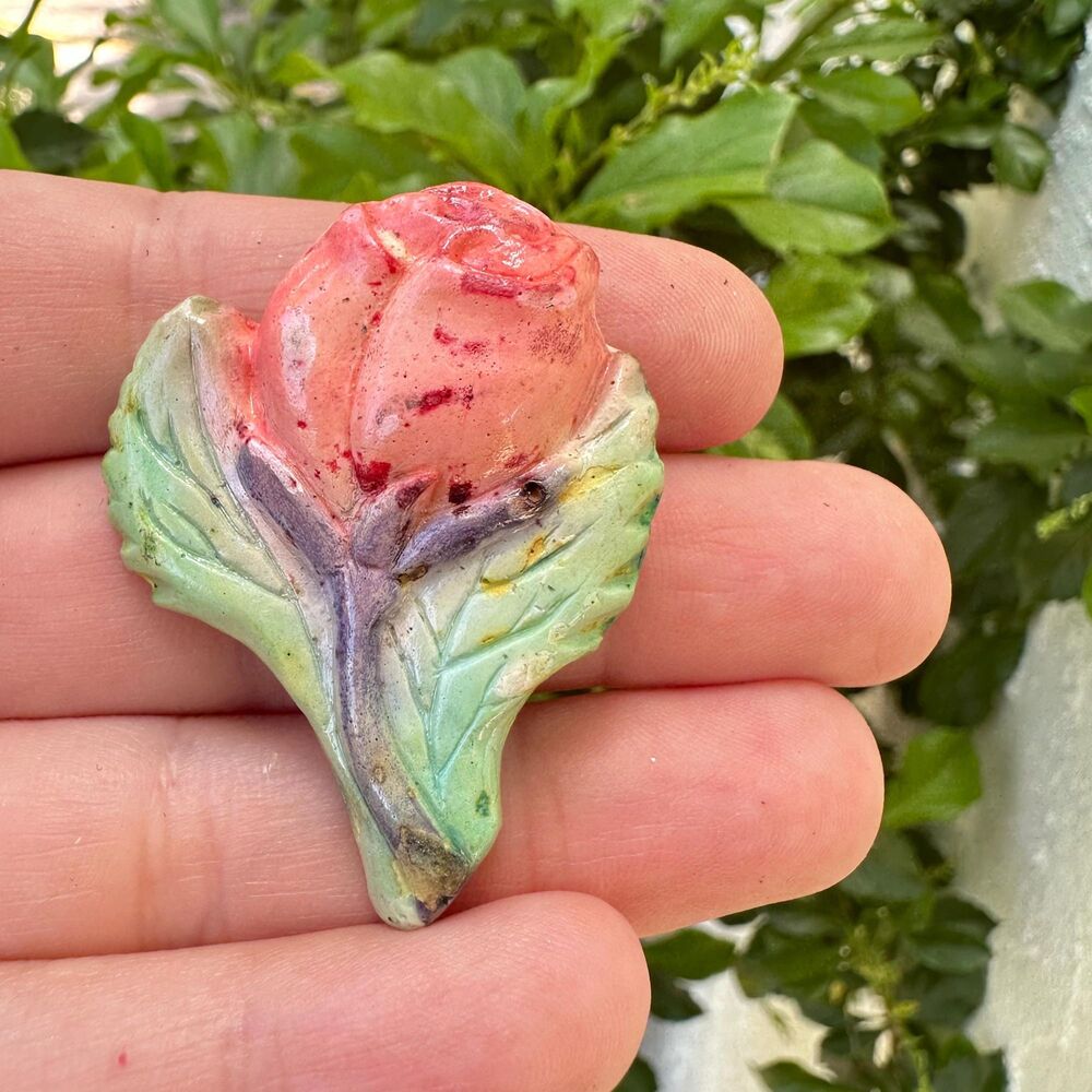Vintage Jewelry Ceramic Painted Rose Brooch Pin Victorian Brooch